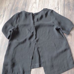Black Open Back Slit Blouse By H & M